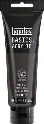 Liquitex BASICS Acrylic Paint, 250ml (8.5-oz) Tube, Titanium White & BASICS Acrylic Paint, 118ml (4-oz) Tube, Mars Black - Image 5